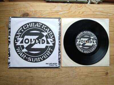Zounds Can't Cheat Karma / War / Subvert VG+ 7" Vinyl Record 421984 & Poster