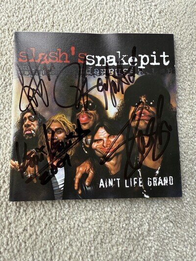 SLASH BAND SIGNED SNAKEPIT AINT LIFE GRAND CD GUNS N ROSES ROCK AUTOGRAPH X5