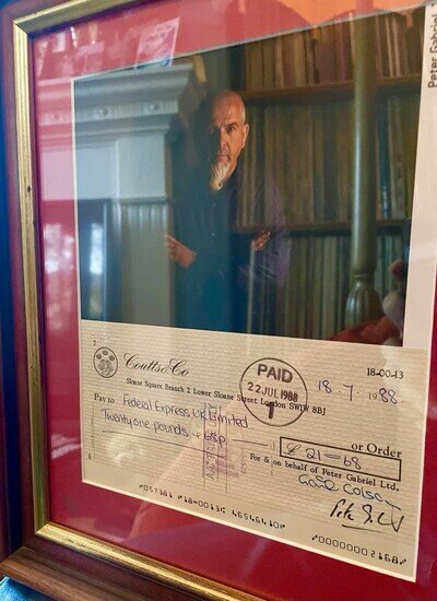 PETER GABRIEL Amazing Rare Autograph signed Coutts Bank cheque 1988 Genesis