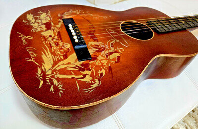 Vintage 40s Gene Autry Cowboy Stencil Parlor Acoustic Guitar ,MUST SEE !!