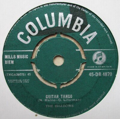 The Shadows - 7" UK 45 - Guitar Tango - 1962 - Columbia - 45-DB 4870 - G+/M