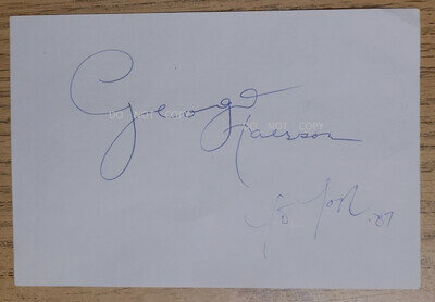 OCT. 17 1987...THE BEATLES GEORGE HARRISON AUTOGRAPH HARRISON DYLAN PETTY LONDON