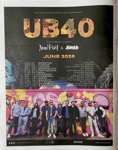 UB40 Maxi Priest Live Tour Dates 2026 News Advert Poster 14x11” ROLLED IN TUBE