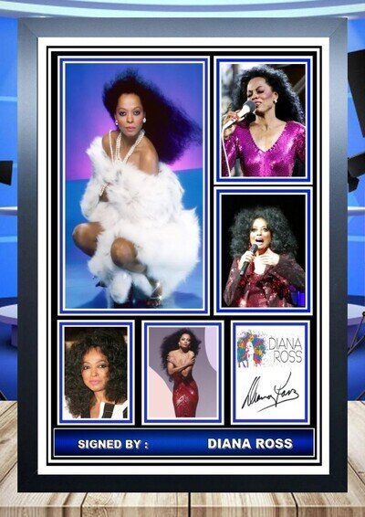 (669) diana ross music legend signed a4 photograph framed/unframed,