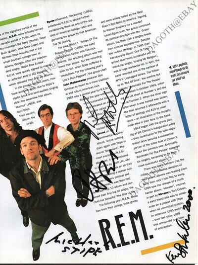 R.E.M. Losing My Religion FULLY SIGNED, Michael Stipe Buck & Mills REM AUTOGRAPH