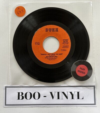 Masters Of Soul Should I Just Read The Signs US 7" Vinyl 1972 Duke 45 EX
