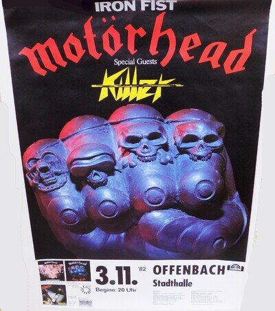MOTORHEAD Poster IRON FIST Tour Original Offenbach Germany 1982 Rare Near Mint