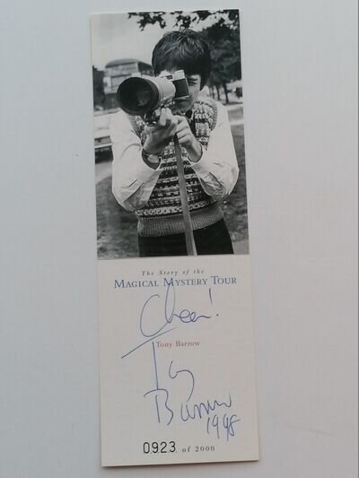 THE BEATLES TONY BARROW AUTOGRAPH MAGICAL MYSTERY TOUR BOOK MARK SIGNED LTD EDT