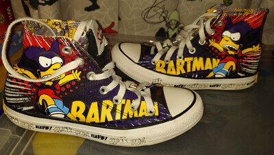 Converse All Star chuck Taylor Simpsons (Bart Man) super hero high top shoes