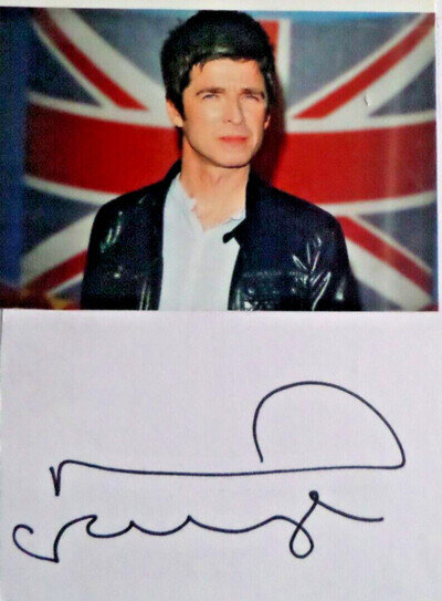 NOEL GALLAGHER OASIS, AUTOGRAPHED 7 X 6 ALBUM PAGE.