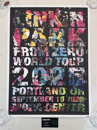 Linkin Park From Zero 5/10 Portland, OR SIGNED POSTER Entire Band AUTOGRAPH COA