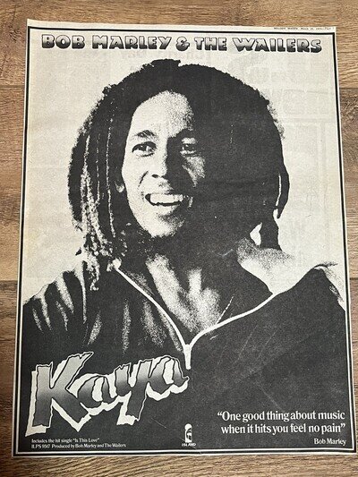 Bob Marley & The Wailers - Kaya 1978 Original Magazine Advertisement & Quote