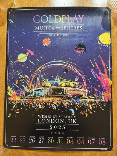 Coldplay Music Of The Spheres Wembley 2025 Official Poster Numbered Original#93
