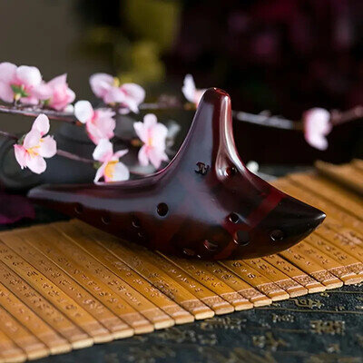 12-Hole Ceramic Ocarina with Protective Case, Bag, Lanyard & Music Sheet