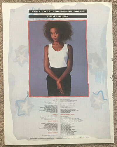 WHITNEY HOUSTON - I WANNA DANCE WITH SOMEBODY 1987 full page UK lyric poster