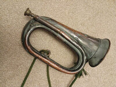 Antique Bugle with Rope Tassels THI Bouville Lamy Copper & Brass.For Restoration