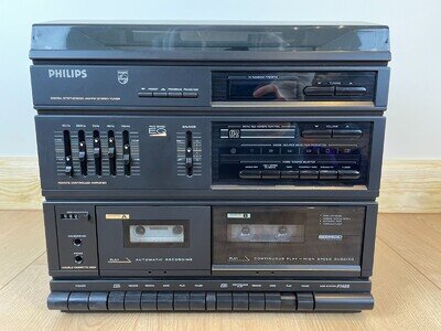 Philips F1485 Stereo Midi System Record Turntable Cassette Tuner Retro Working