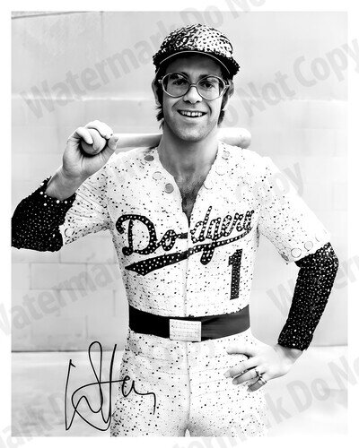 Elton John Signed Photo Reprint 1975 Dodger Stadium Concert Autograph Vintage