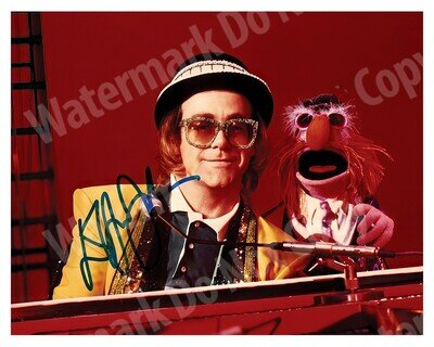 Elton John 8x10 Autographed Photo Reprint With Floyd Pepper From The Muppets