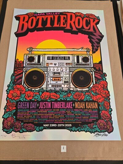 Bottlerock Festival poster 2025 Napa Ames Artist's edition S/N only 25 FOIL!!