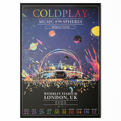 Coldplay Music Of The Spheres 2025 Wembley Stadium Poster UK Tour Print New Date
