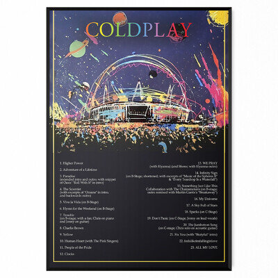 Coldplay Music Of The Spheres 2025 London Tour Setlist Poster UK Tour A5-A1