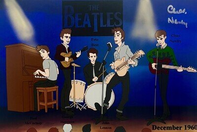 The Beatles / Quarrymen : Chas Newby - Signed Autograph - Large Colour Print COA