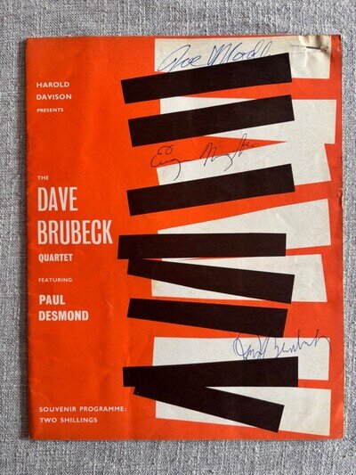 Dave Brubeck autographed 1961 programme (also signed by J Morrell & G Wright)