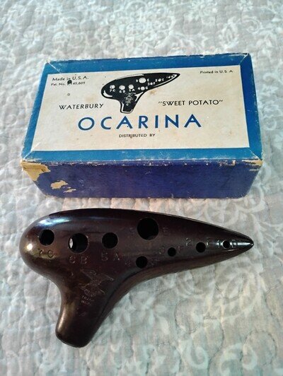 VINTAGE WATERBURY SWEET POTATO OCARINA BAKELITE 10 HOLES INSTRUCTIONS HOW 2 PLAY