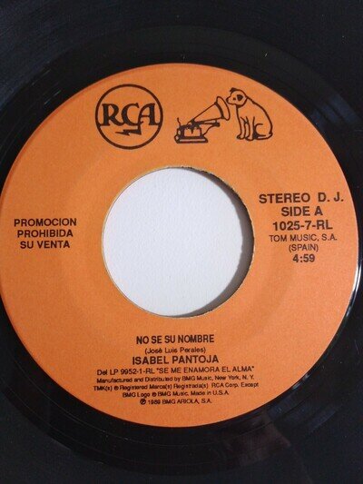 Isabel Pantoja No Se Su Nombre RCA 1025-7-RL DJ COPY PROMO VG+ #2028