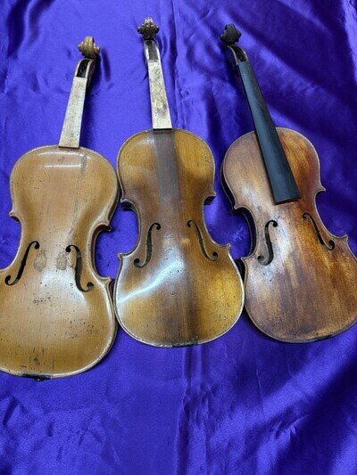 3 Old Violins For Restoration