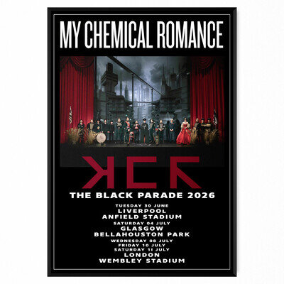 My Chemical Romance Poster Rock Concert UK Tour The Black Parade 2026 A5-A1