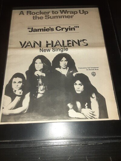 Van Halen Jamie's Cryin Rare Original Radio Promo Poster Ad Framed