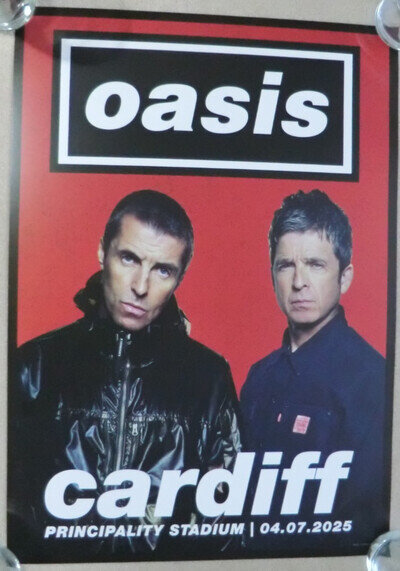 Oasis Official Tour Poster Cardiff 4th July Live'25 A2 - Near new