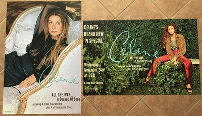 CELINE DION Rare 1999 DOUBLE SIDED PROMO POSTER 4 Decade CD 36x24 NEVER DISPLAYD