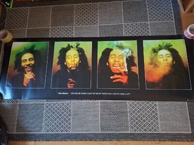 Bob Marley Poster Quad Smoke 61x21 inch/ 155 x 53cm Maxi Poster Good condition