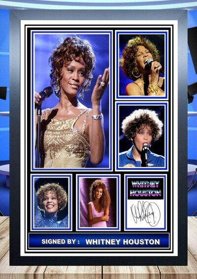 670) whitney houston music legend signed photograph A4 framed unframed reprint,