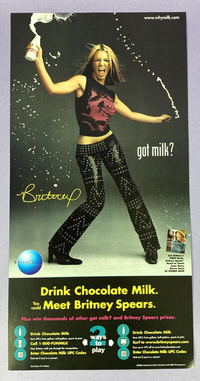 Britney Spears Got Milk/OOPS LP Double Sided Advertising Poster from 2000