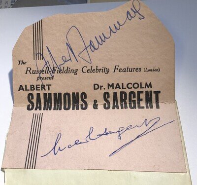 Malcolm Sargent Albert Sammons Horace Cropper Louis Kentner Autographs 1944