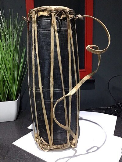 Vintage Madal Drum Bongo 16 Inches . Hand Made . Animal Skin . Old.