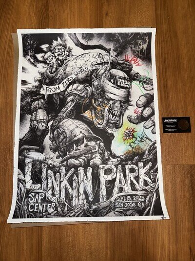 LINKIN PARK Signed Autographed FROM ZERO Tour Poster San Jose, CA 2025 #4/10