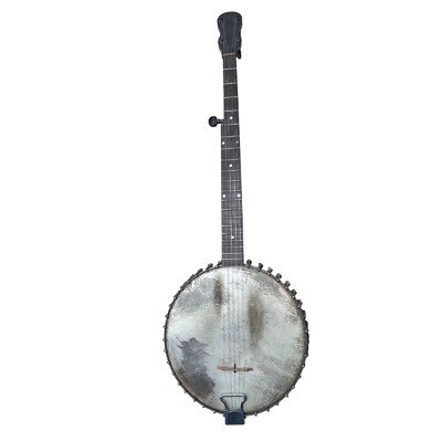 Antique Open Back 5 String Banjo Early 1900s Spun Over Rim Skin Head 30+ Hooks