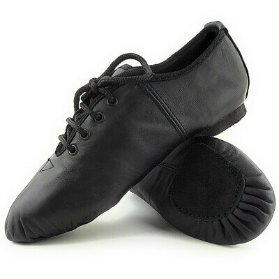 Jazz shoes Black Leather Split sole Modern Stage Dance Lace up Kids & Girls