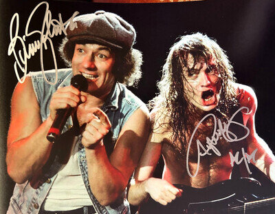 AC/DC Signed: Angus Young & Brian Johnson 8x10" Authentic Autographs w/COA