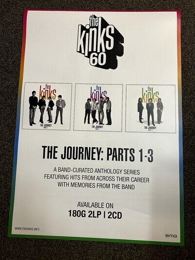THE KINKS - OFFICIAL DOUBLE-SIDED MUSIC PROMO POSTER - The Journey Parts 1-3