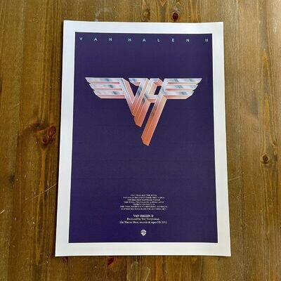 Van Halen II Vinyl Album A2 Poster 5150 OU812 1984 Diver Down Advert Print EVH