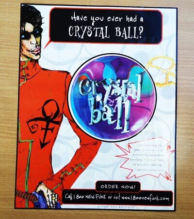 PRINCE Crystal Ball USA PROMO ONLY Poster A4 Size approx Glossy Colour rare 1998