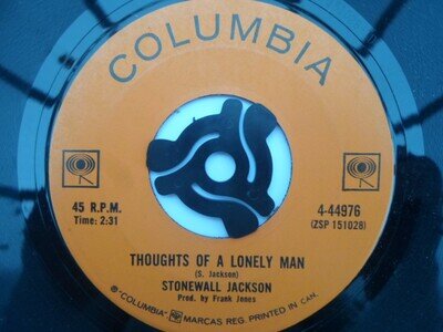 Stonewall Jackson Thoughts Of A Lonely Man 7" Columbia 444976 EX 1970s Canadi...