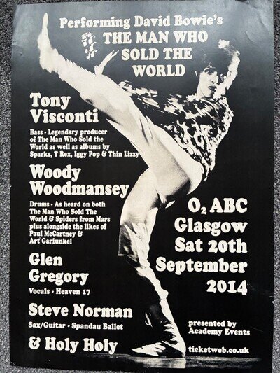 David Bowie 'The Man Who Sold The World' Visconti, Woodmansey Glasgow Poster