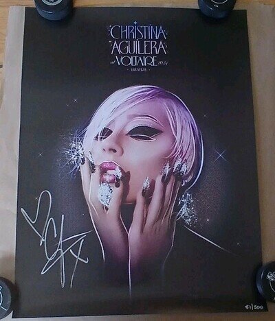 CHRISTINA AGUILERA SIGNED AUTOGRAPHED VOLTAIRE LAS VEGAS LITHOGRAPH LE POSTER